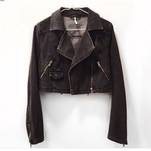 Free people denim moto jacket
